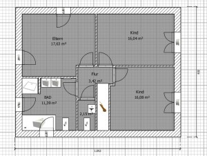 Grafik: Erster Entwurf - Grundriss Dachgeschoss