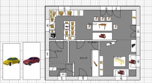 Grafik: Erster Entwurf - Grundriss Erdgeschoss