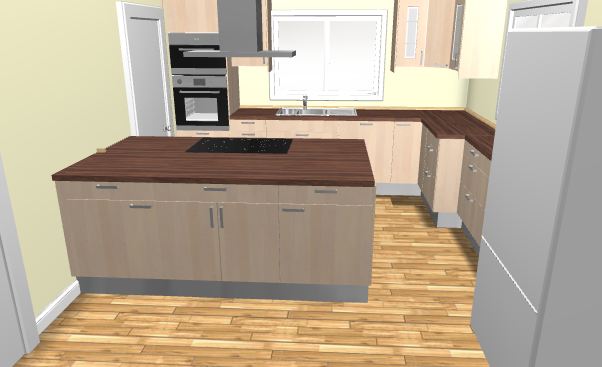 Grafik: Erster Entwurf - 3D Küche