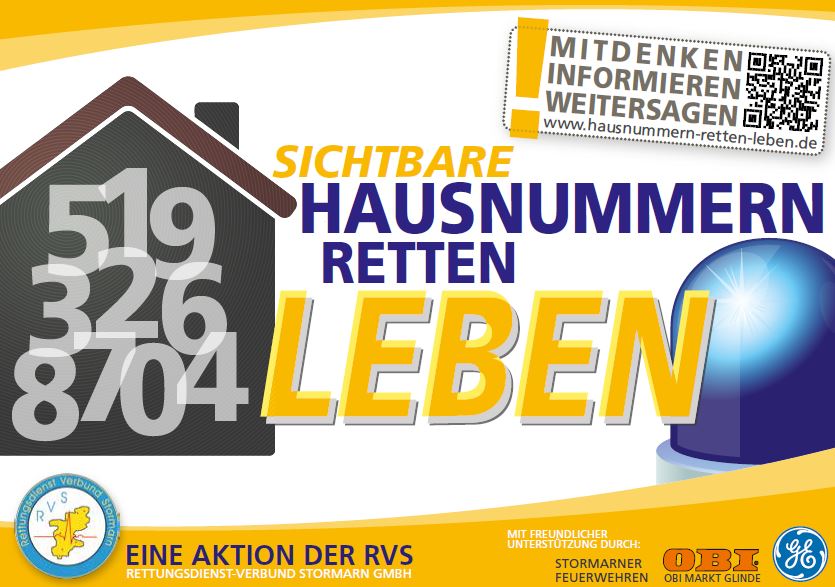 Bild: Plakat Hausnummern Retten Leben